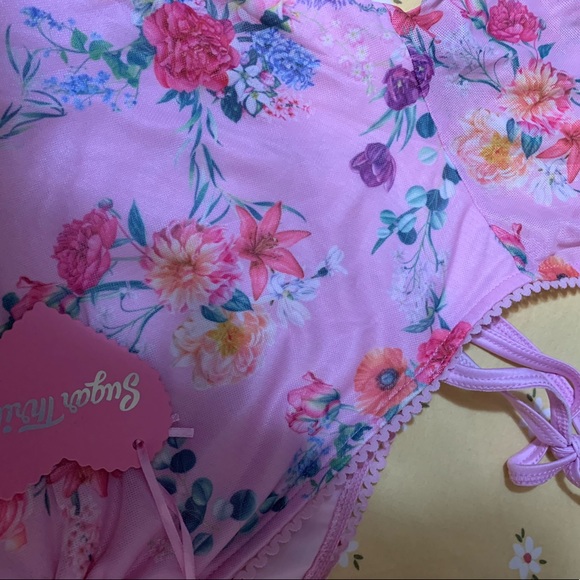 NWT / Sugarthrillz off shoulder floral top - Picture 3 of 4